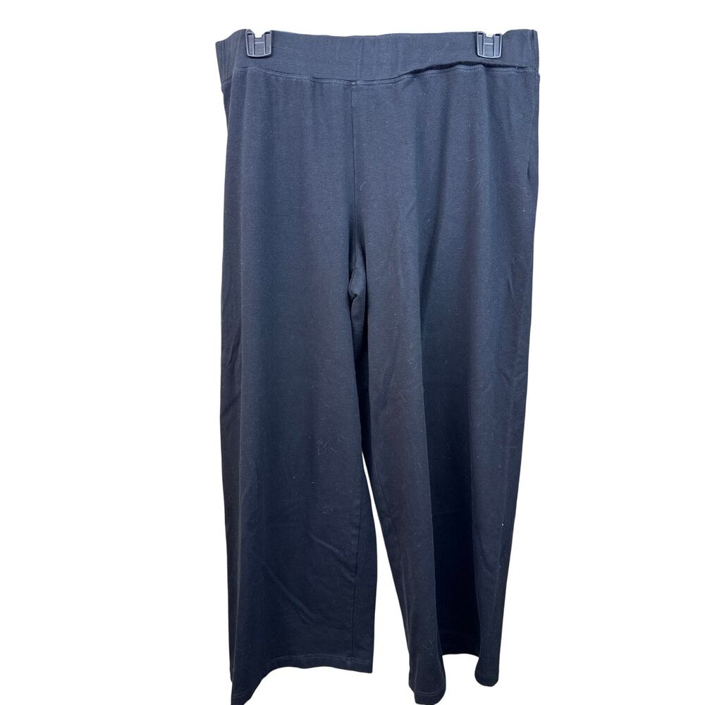 Eileen Fisher Wide Leg Crop Pants Blue Cotton Pull On Size M